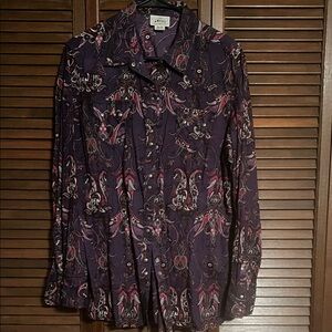 Vintage Ariat Purple Paisley Shirt western snap front